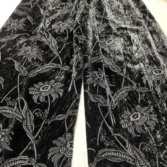 Ted Baker Pants Womens 8-10 Black Burnout Velvet Pull On Wide Leg Event Cocktail - Picture 4 of 11